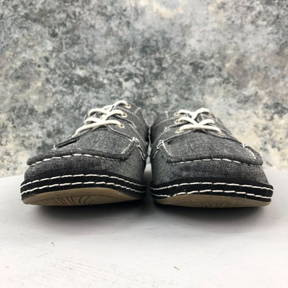 GBX Buckle Men's Size 9M Sesto II Black White Fabric Lace-Up Boat Shoes - Picture 2 of 11